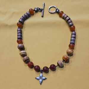 Lucky Brand vintage-style boho beaded necklace with toggle closure